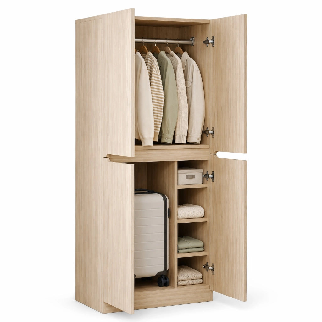 Armadio a doppia anta 70 x 40 x 170 cm in legno colore naturale