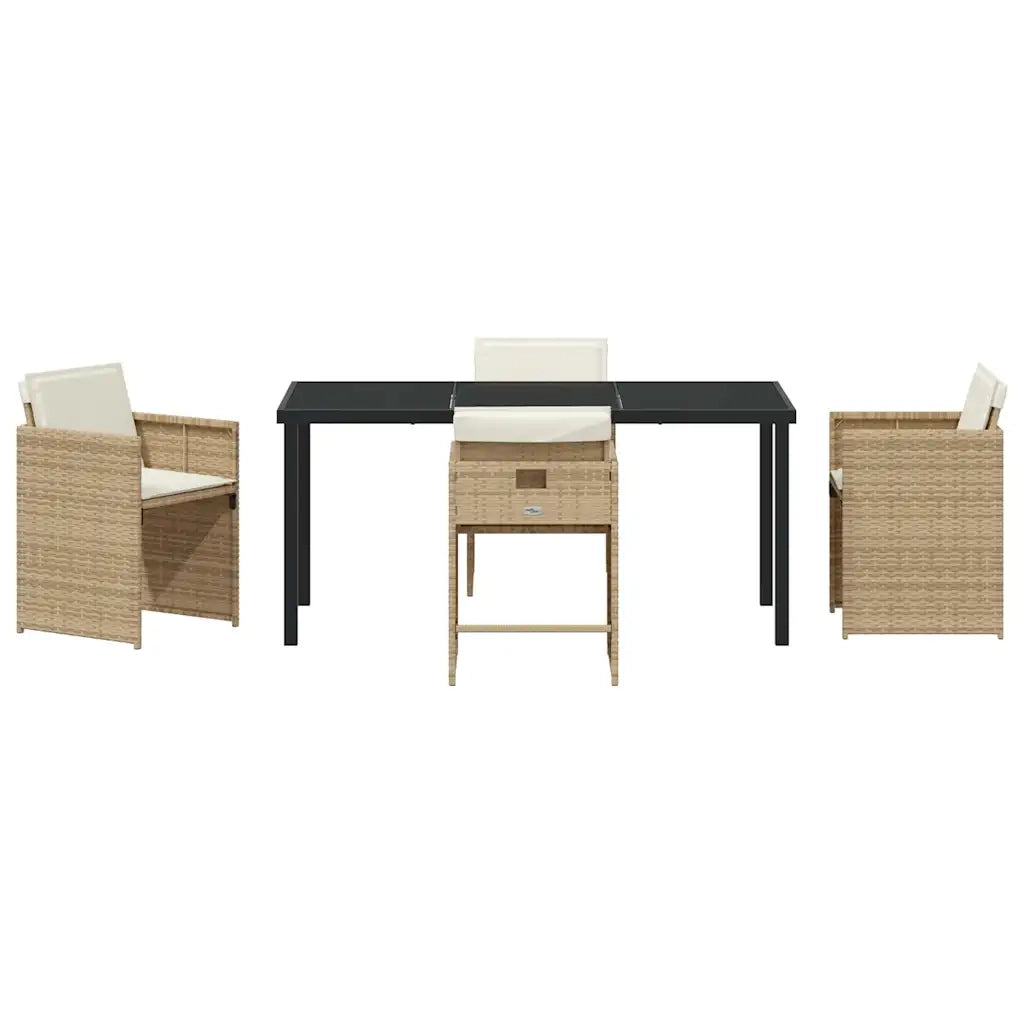 Set da Pranzo per Giardino 5 pcs Beige polyrattan