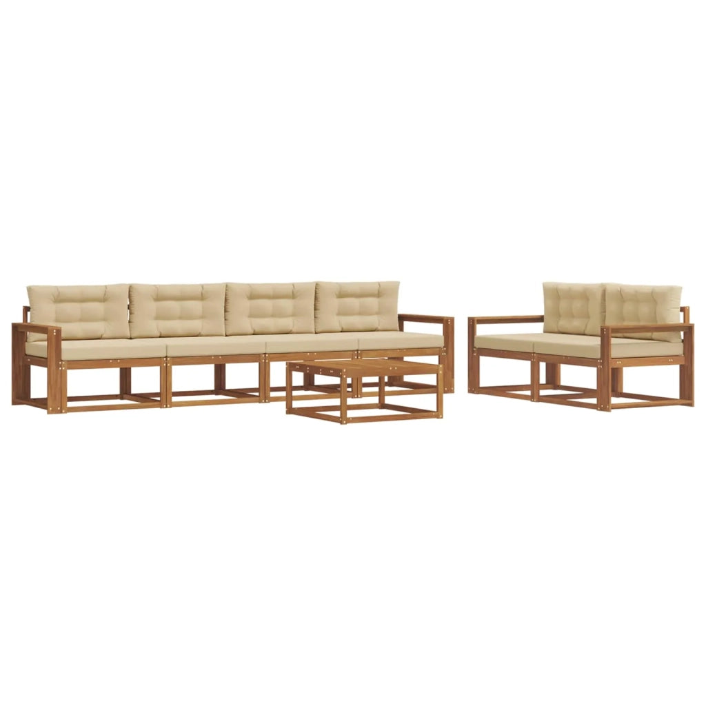 Set di divani da esterno con cuscino 7 pcs Naturale e Beige 3367236
