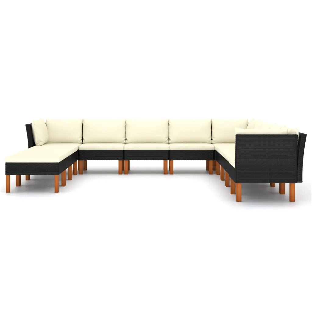 Set Divani da Giardino 12 pz con Cuscini in Polyrattan Nero cod mxl 39458