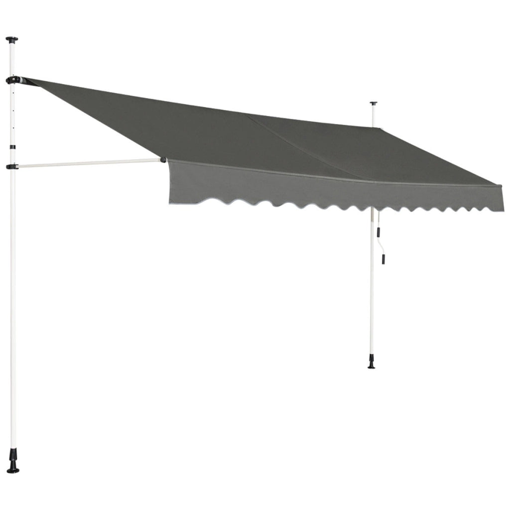 Tenda da sole telescopica e retrattile, Tenda parasole resistente ai raggi UV impermeabile con manovella 350x125cm Grigio-Tende parasole