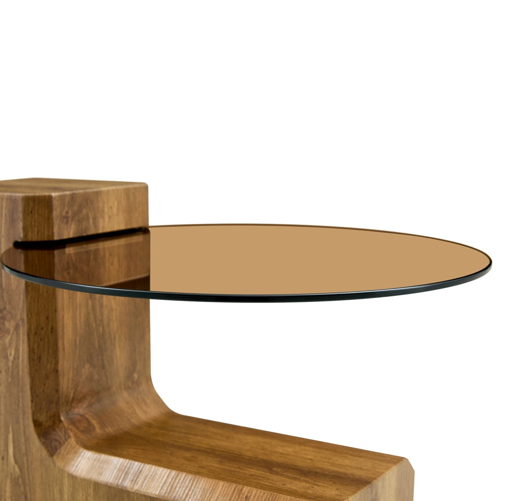 Set di 2 tavolini da salotto separabili Ø61 cm e Ø44 cm in MDF e vetro marrone