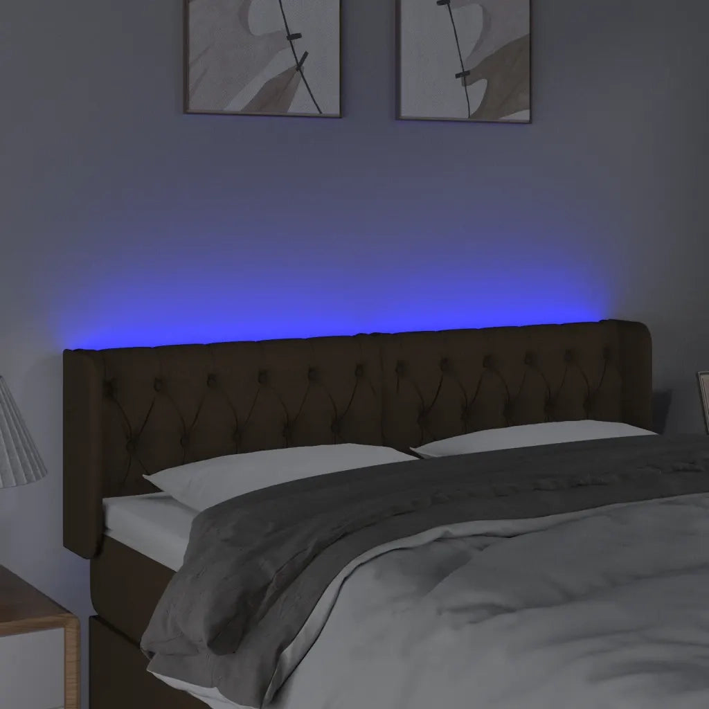 Testiera a LED Marrone Scuro 147x16x78/88 cm in Tessuto 3123573