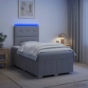 Letto Box Spring LED con Materasso Grigio Chiaro 120 x 190 cm 3455556