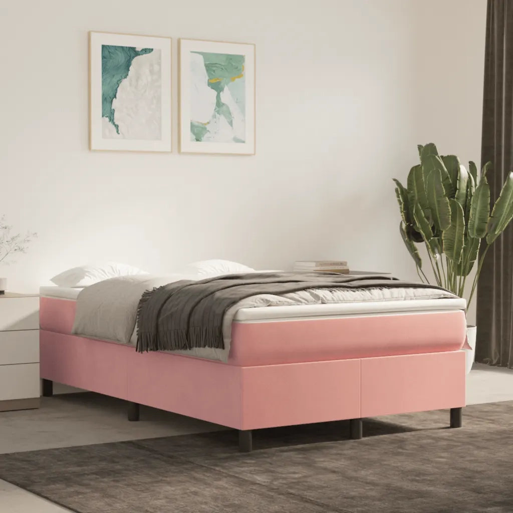 Giroletto a Molle con Materasso Rosa 120x190 cm in Velluto 3269708