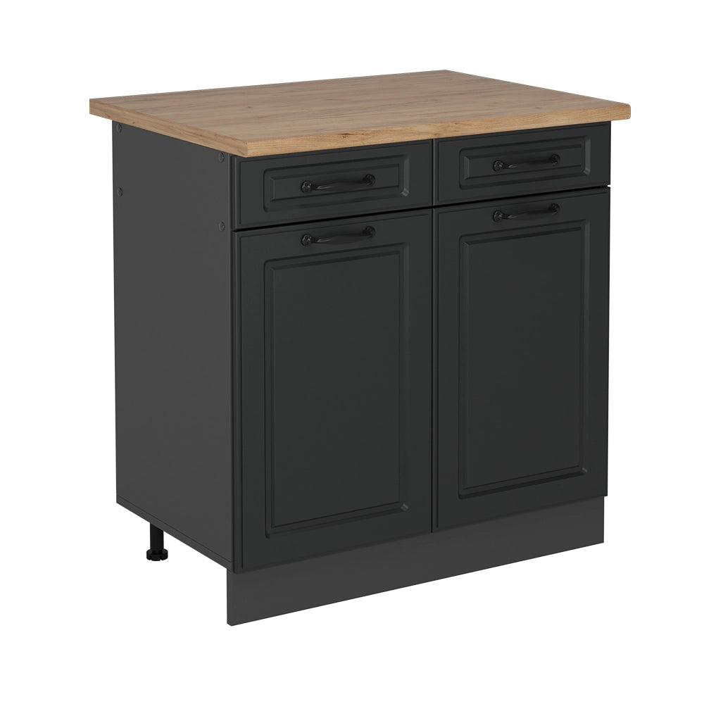 Vicco Mobiletto base per cucina Antracite casa di campagna 80 cm , PL Rovere