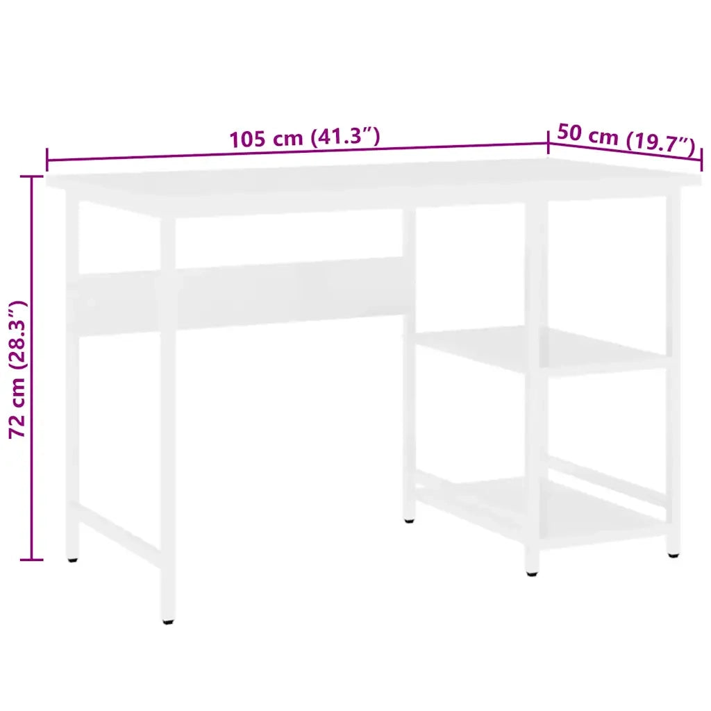 Scrivania per Computer Bianca 105x55x72 cm in MDF e Metallo cod mxl 76640
