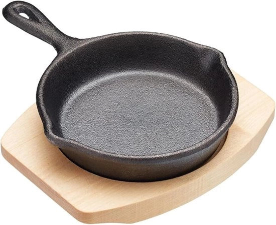 Piatto da mini-crostini con tavola di servizio in noce - ghisa - ideale per piccoli piatti - 1 set - 16 x 11,5 cm