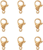 Chiusure a coda di rospo 100 pezzi - 18K dorato - acciaio inossidabile 304 - leggero - levigato a mano - dimensioni 11x7x3,5mm - chiusura a carabina