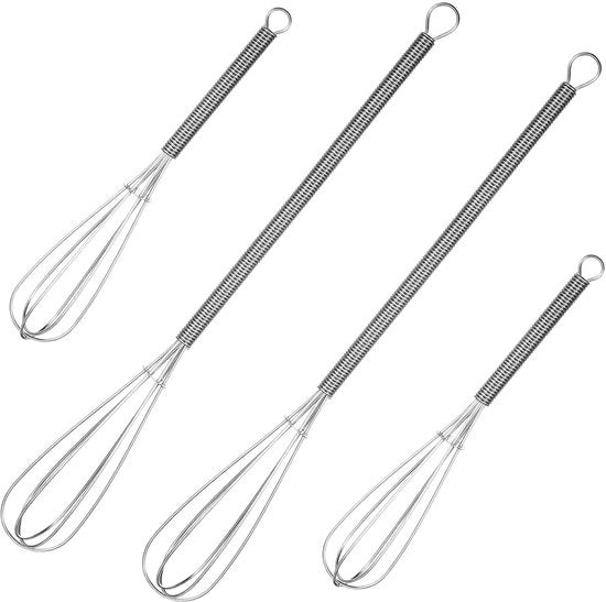 Set multifunzionale per la cucina 4 pezzi - Acciaio inossidabile - 15,5/25,5 cm - Manici con pomolo a vite - Ideale per sbattere e mescolare