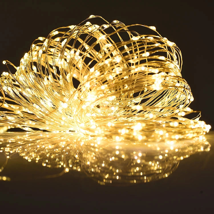 CATENA LUMINOSA DA ESTERNO CON 600 MICROLED GIALLI - ILLUMINAZIONE IDEALE PER FESTIVITA' ED EVENTI