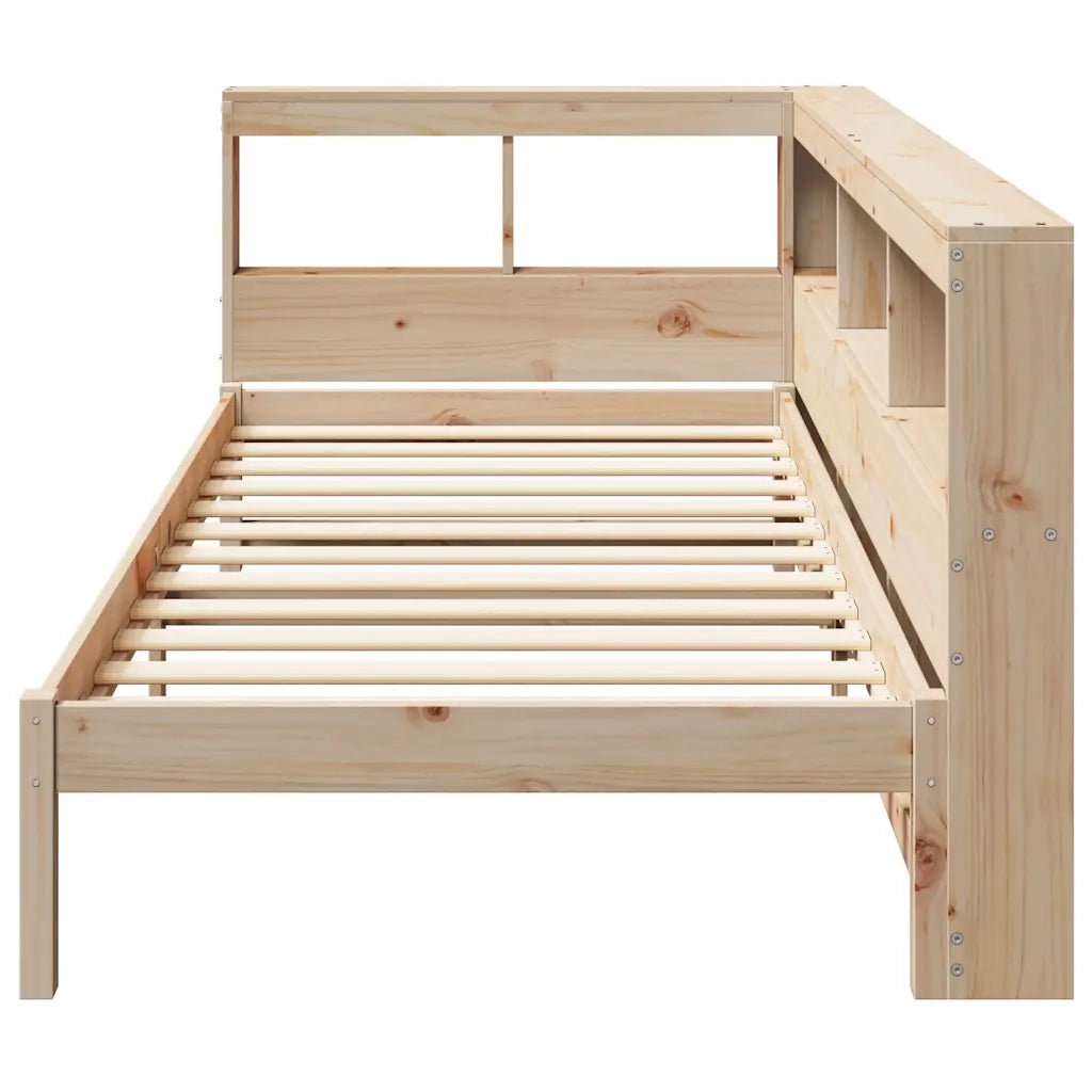 Giroletto con Libreria senza Materasso-Struttura Letto con contenitore 75x190 cm in Legno Pino 280405