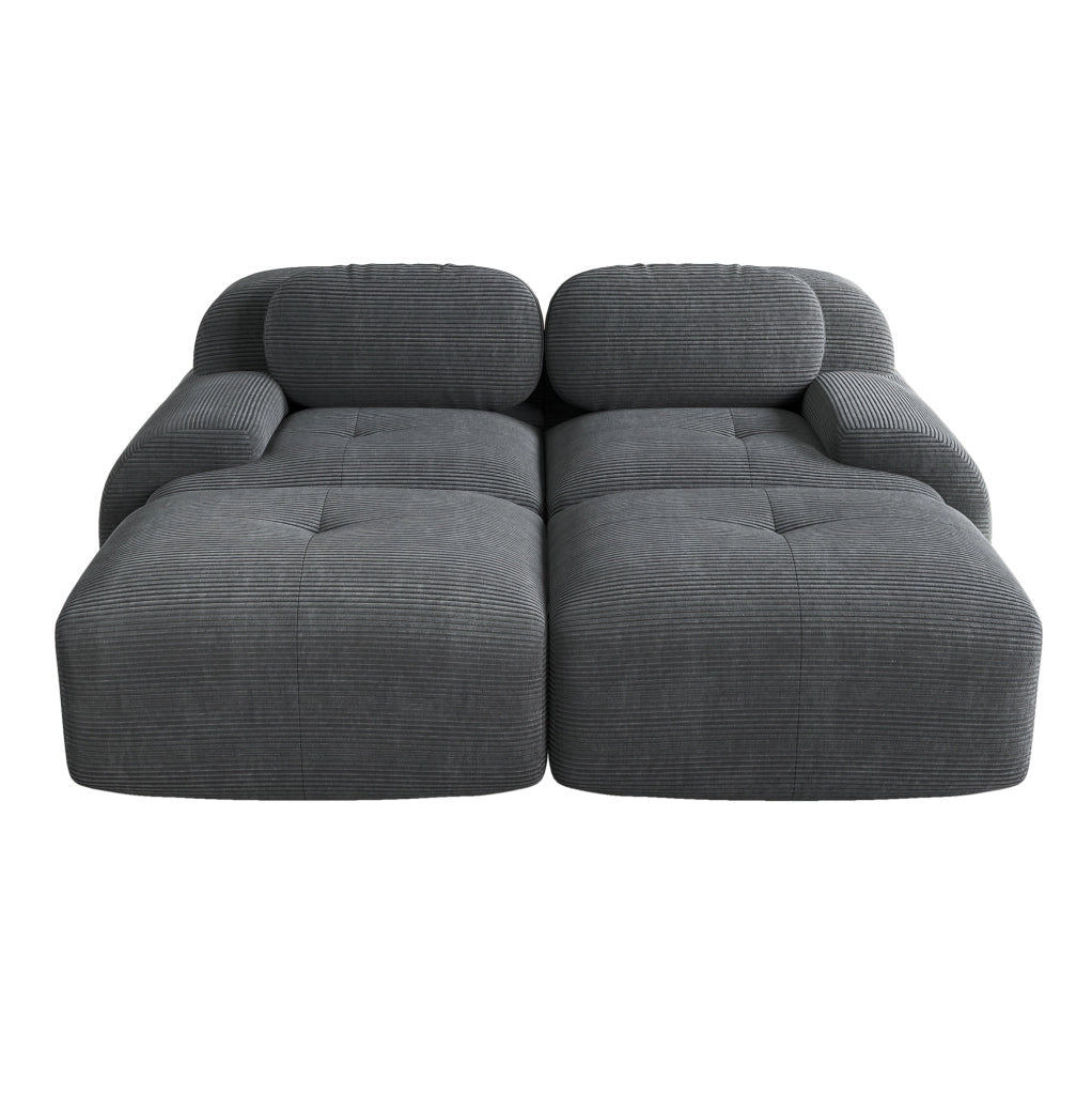 Divano modulare 208x178 cm grigio in velluto a coste, senza montaggio