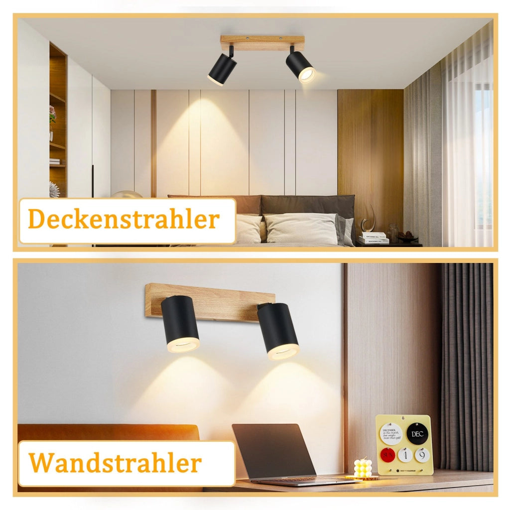 ZMH Faretto da soffitto LED 2 fiamme GU10 plafoniera in acrilico orientabile a 350° per soggiorno