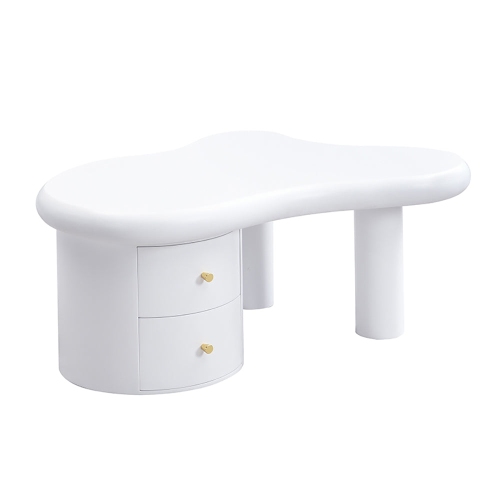 Tavolino-Xylo-Bianco forma irregolare 2 cassetti