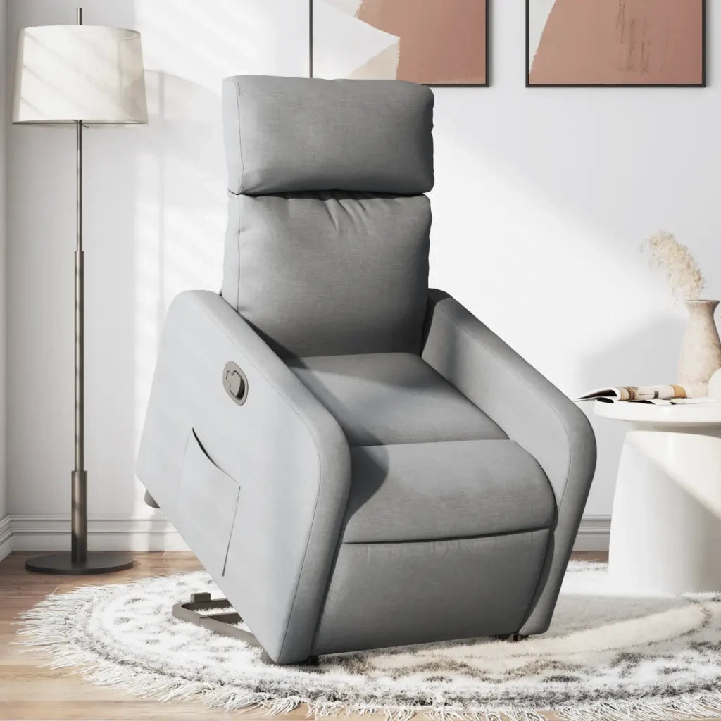 Poltrona Alzapersona Reclinabile Grigio Chiaro in Tessuto 3206699