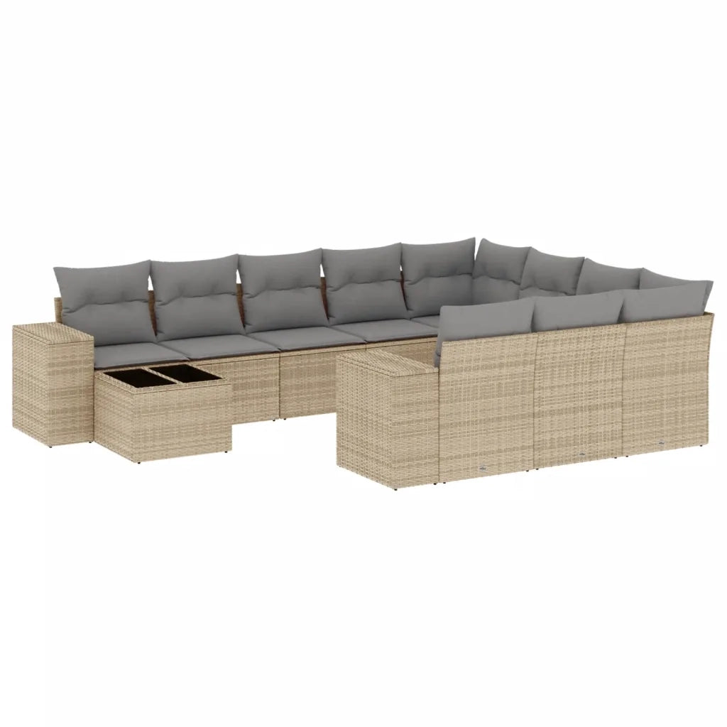 Set Divani da Giardino 11 pz con Cuscini Beige in Polyrattan 3223128
