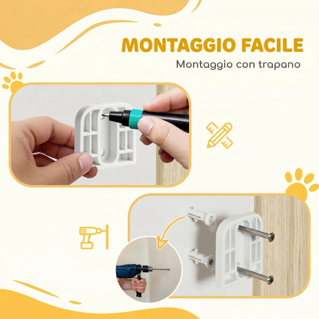 Cancelletto di Sicurezza per Cani ¨C zephmum ¨C Bianco 74.5-111.5x74.5 cm