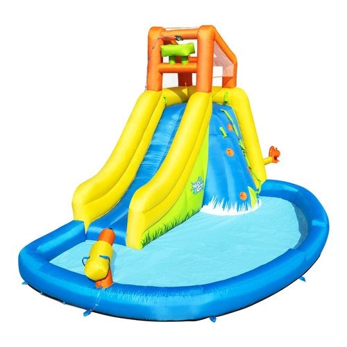 Bestway piscina parco acquatico, mis. 435x286x267 cm, scivolo d'acqua, corda di arrampicata, cannone d'acqua, parete per arrampicarsi, include soffiatore d'aria, picchetti di ancoraggio, borsa per il trasporto - 53345 4