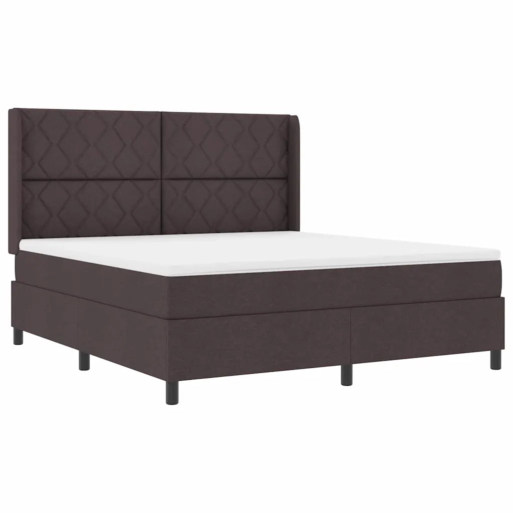 Letto a molle con materasso Marrone scuro 180 x 200 cm Tessuto 3340644