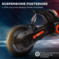 Moto Elettrica per Bambini con Acceleratore Manuale, 2 Velocità 8-16km/h, Età 8-12 Anni, Rosso