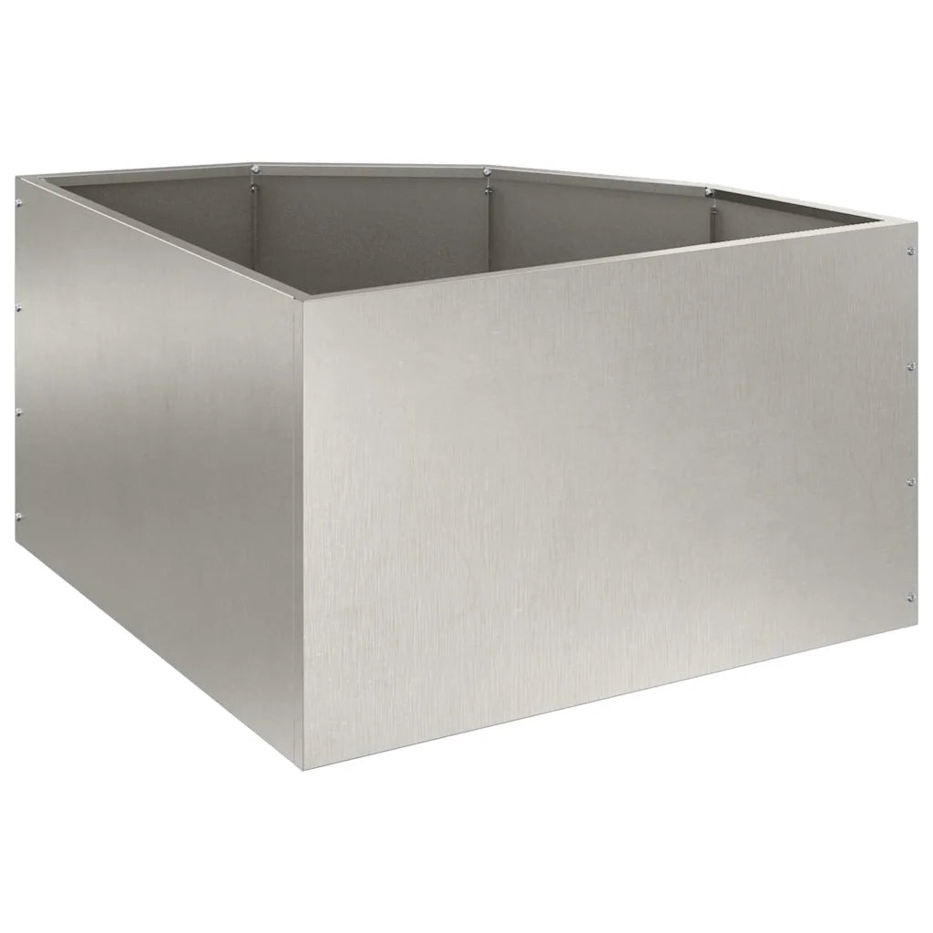 Vaso d'angolo-Fioriera-Contenitore per Piante Argento 60 x 60 x 35 cm Acciaio inossidabile