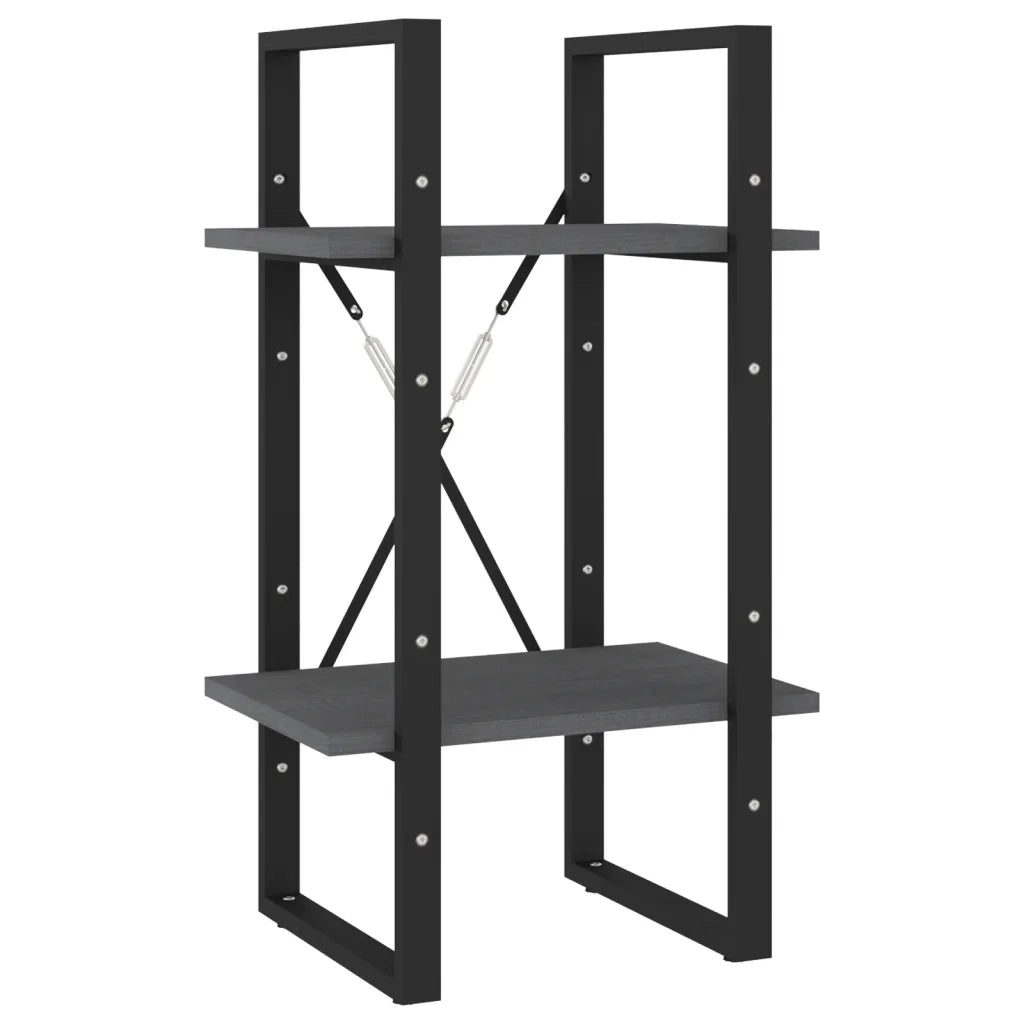 Libreria a 2 Ripiani Grigia 40x30x70 cm in Massello di Pino cod mxl 17648