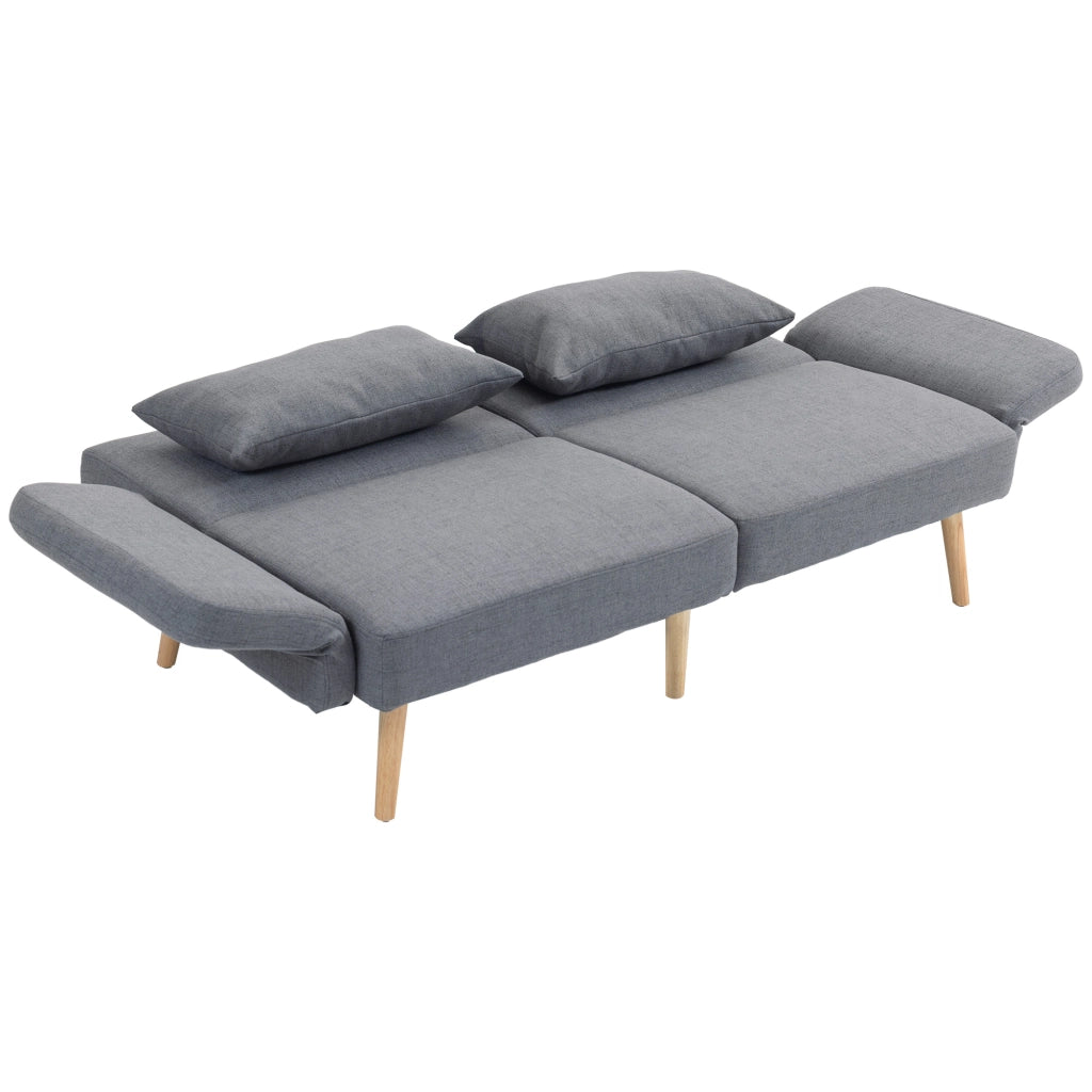 Divano letto 3 posti reclinabile ¨C zephmum ¨C Tessuto grigio effetto lino