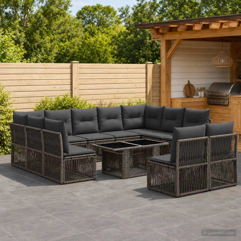 Set Divano da Giardino 12 pz Grigio polyrattan 3436541