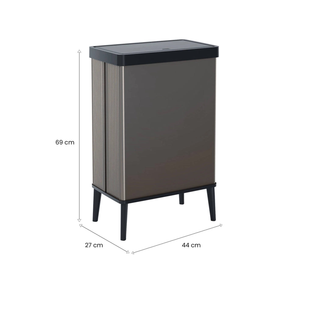 Pattumiera Tofino, Cestino portarifiuti, Bidone per raccolta differenziata, Mobile per spazzatura, 44x27 h69 cm, Grigio scuro