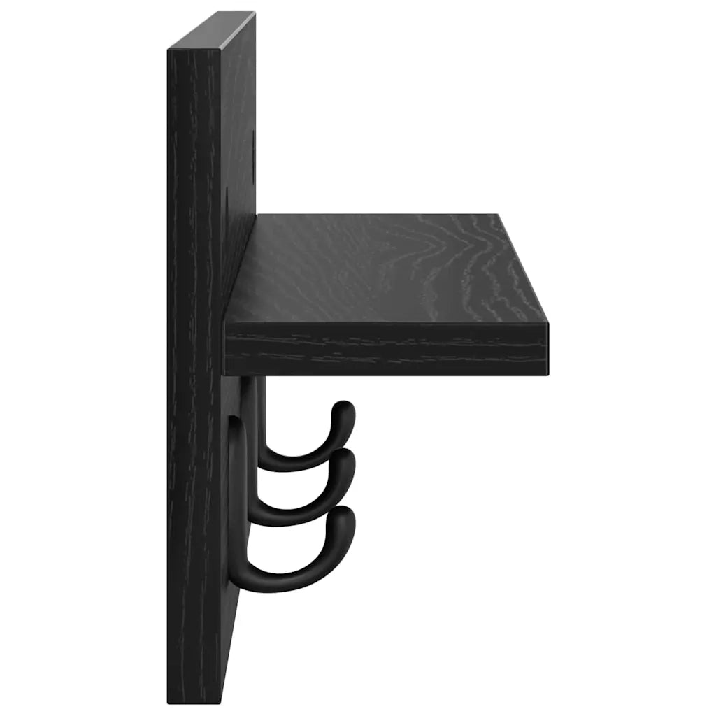 Appendiabiti a muro Rovere Nero 40 x 10,5 x 18 cm 874380