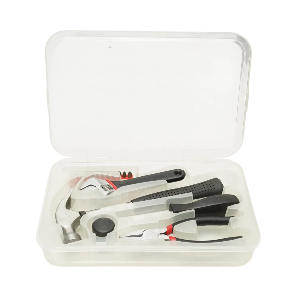 Kit di attrezzi e utensili combinati con martello, pinze, chiave regolabile, cacciavite e punte, 17 pezzi