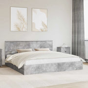 Letto con Contenitore con testiera Grigio cemento 200 x 200 cm 3410766