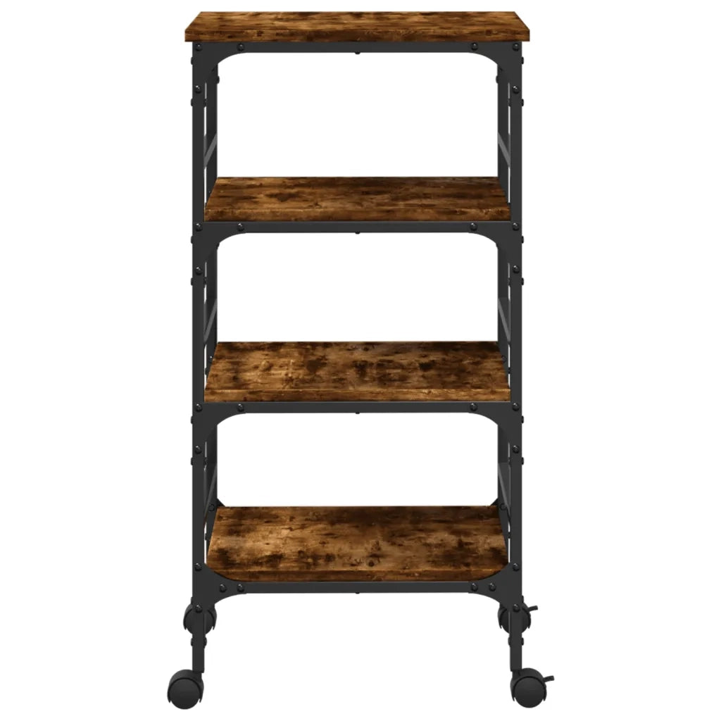 Carrello da Cucina-Scaffale per Cucina Rovere Fumo 45x35x89,5 cm Legno Multistrato