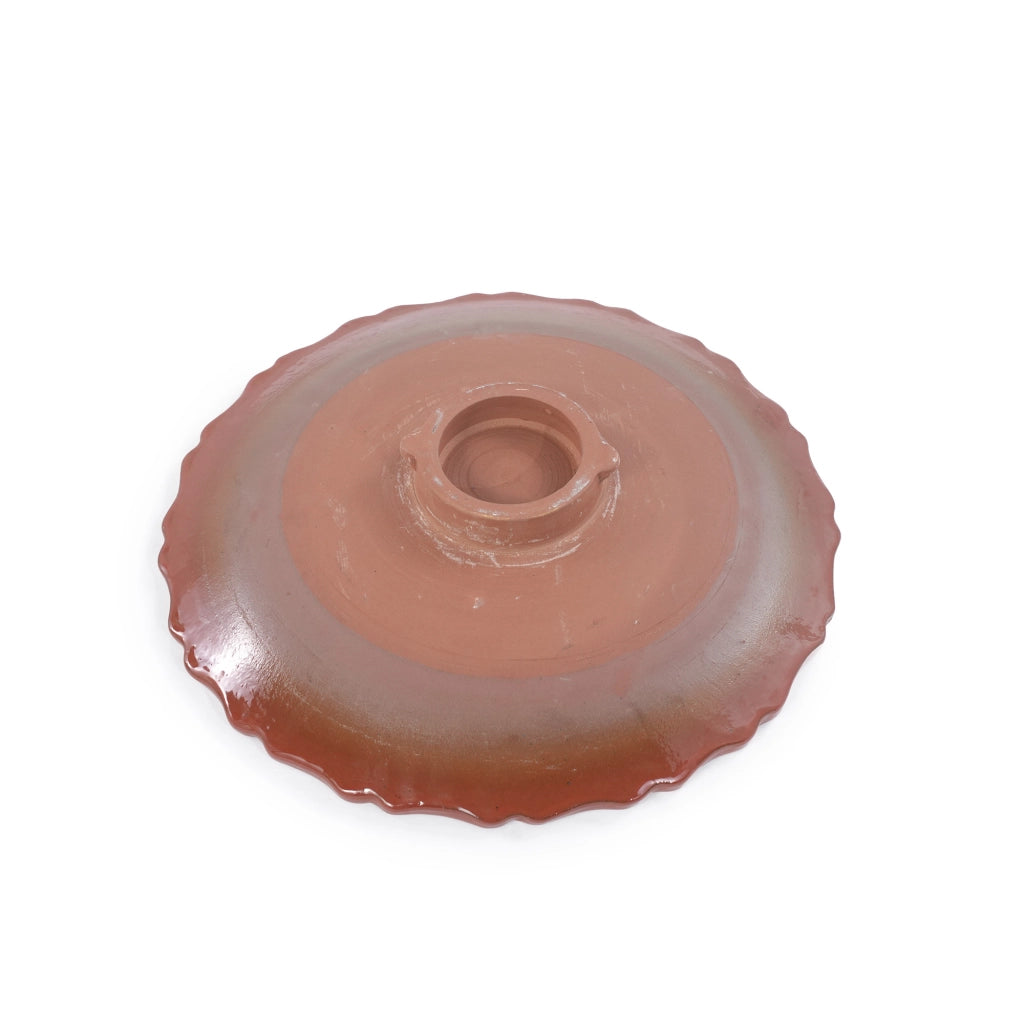Fontana da giardino in ceramica fatta a mano con vasca ampia e base alta smaltata rosso ruggine 51 × 40 × 52 cm