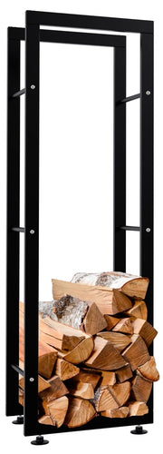Esclusivo portalegna KERI V2 in metallo nero,25x40x125 cm