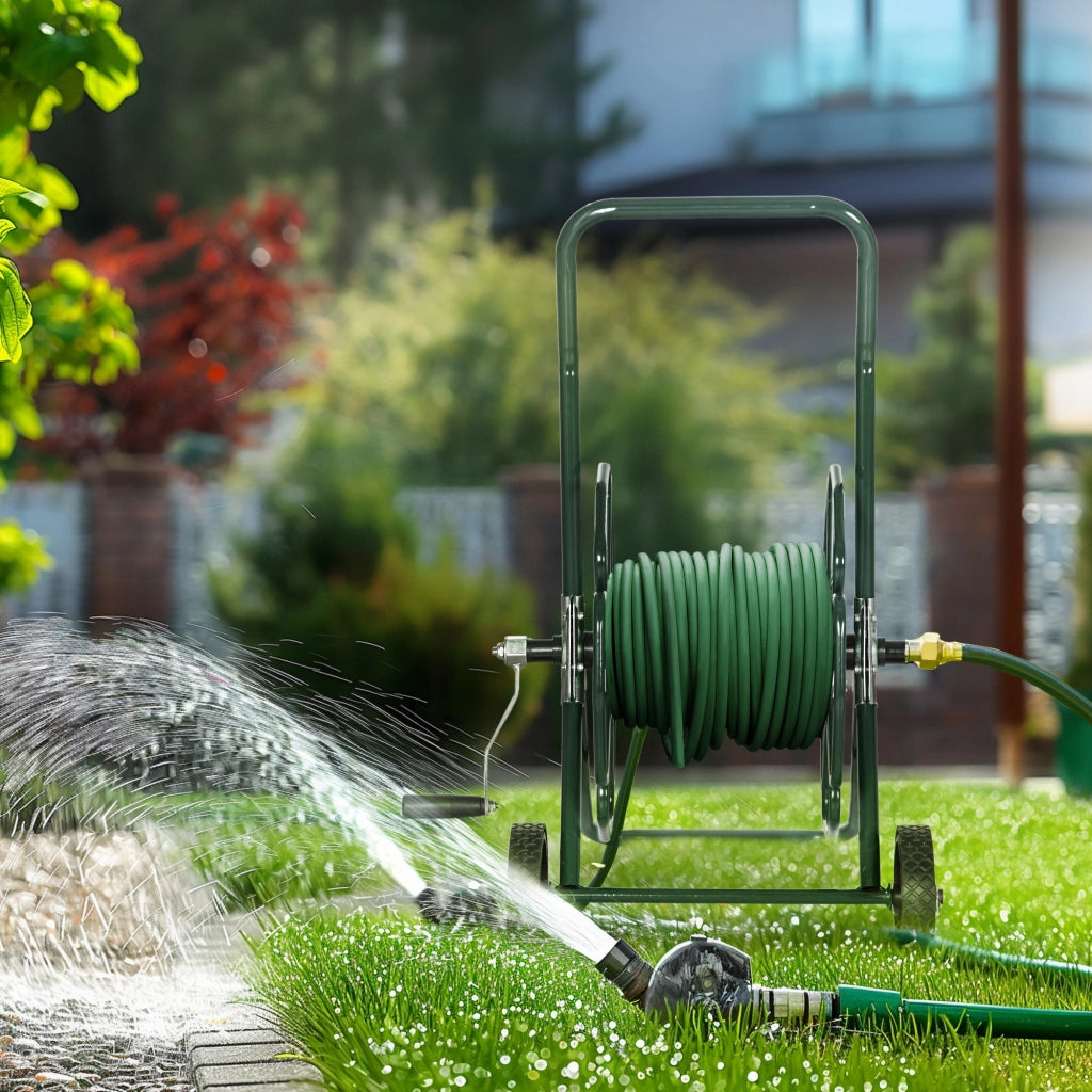 Carrello Avvolgitubo da Giardino ¨C zephmum ¨C Verde 30m ? 16mm Metallo