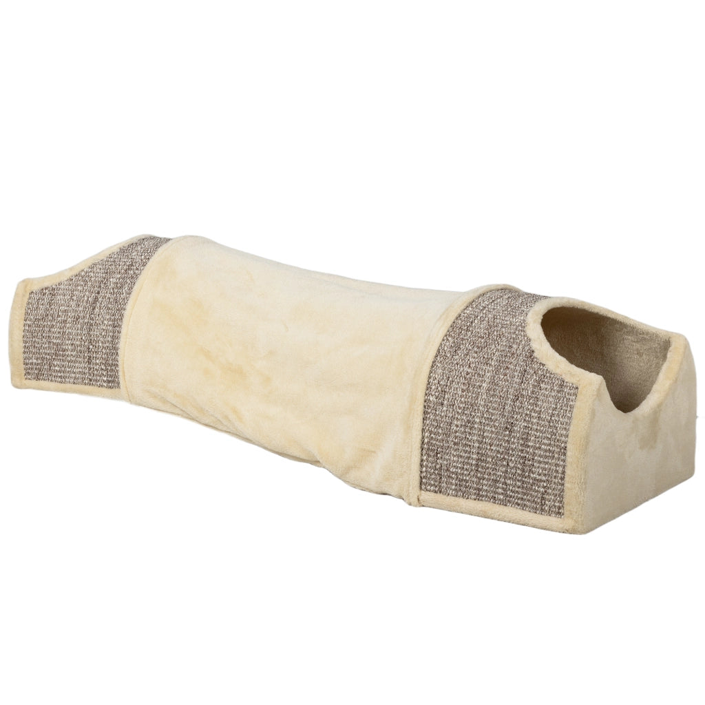 Tunnel per Gatti con 2 Nicchie in Sisal ¨C zephmum ¨C Beige 107x38x29 cm