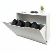 Scarpiera con 1 anta a ribalta in polipropilene effetto Aseo, Set componibile da interno o esterno, 100% Made in Italy, cm 51x18h40, colore Bianco