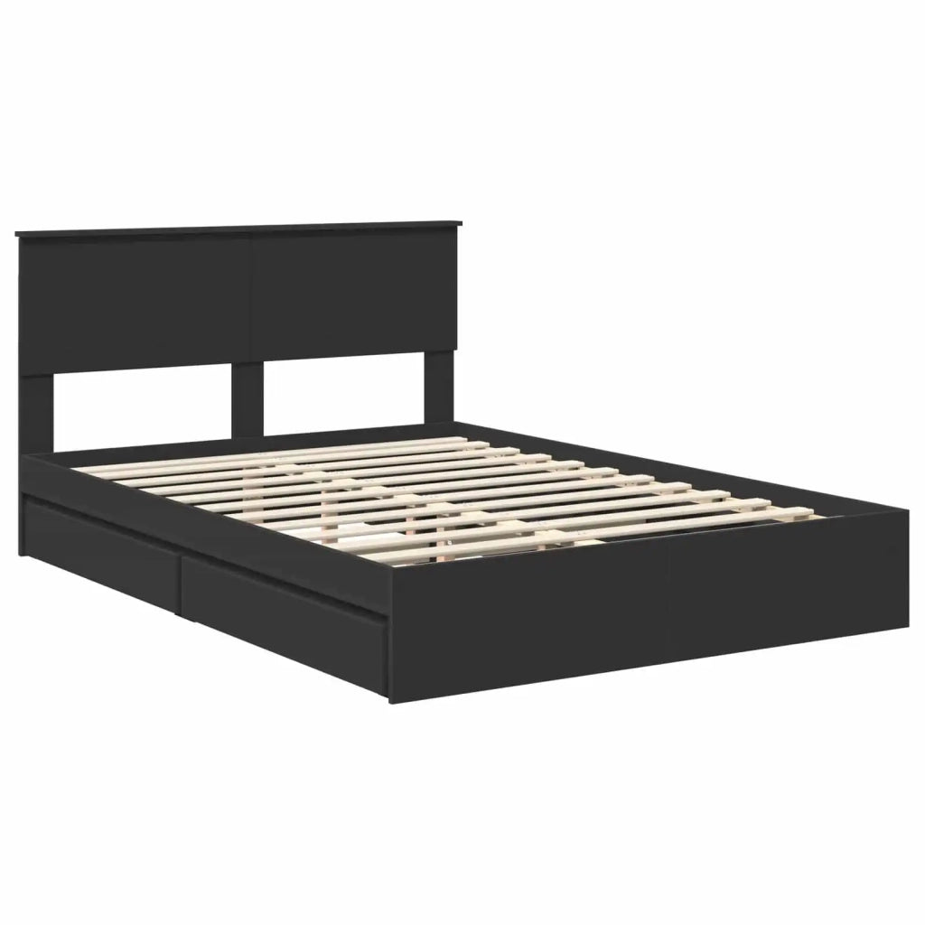 Letto con Contenitore Nero 135 x 190 cm Legno multistrato 3410806