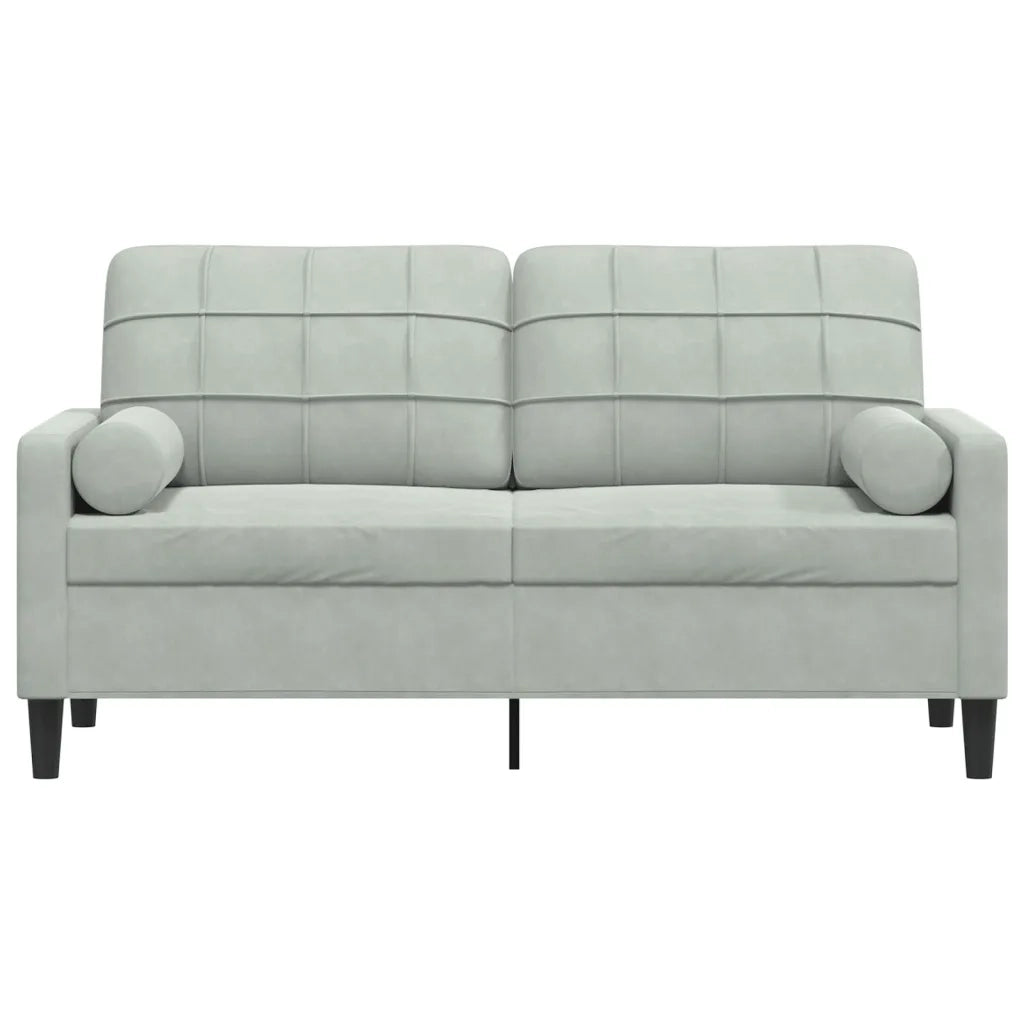 Divano a 2 Posti con Cuscini Grigio Chiaro 140 cm in Velluto 3278219