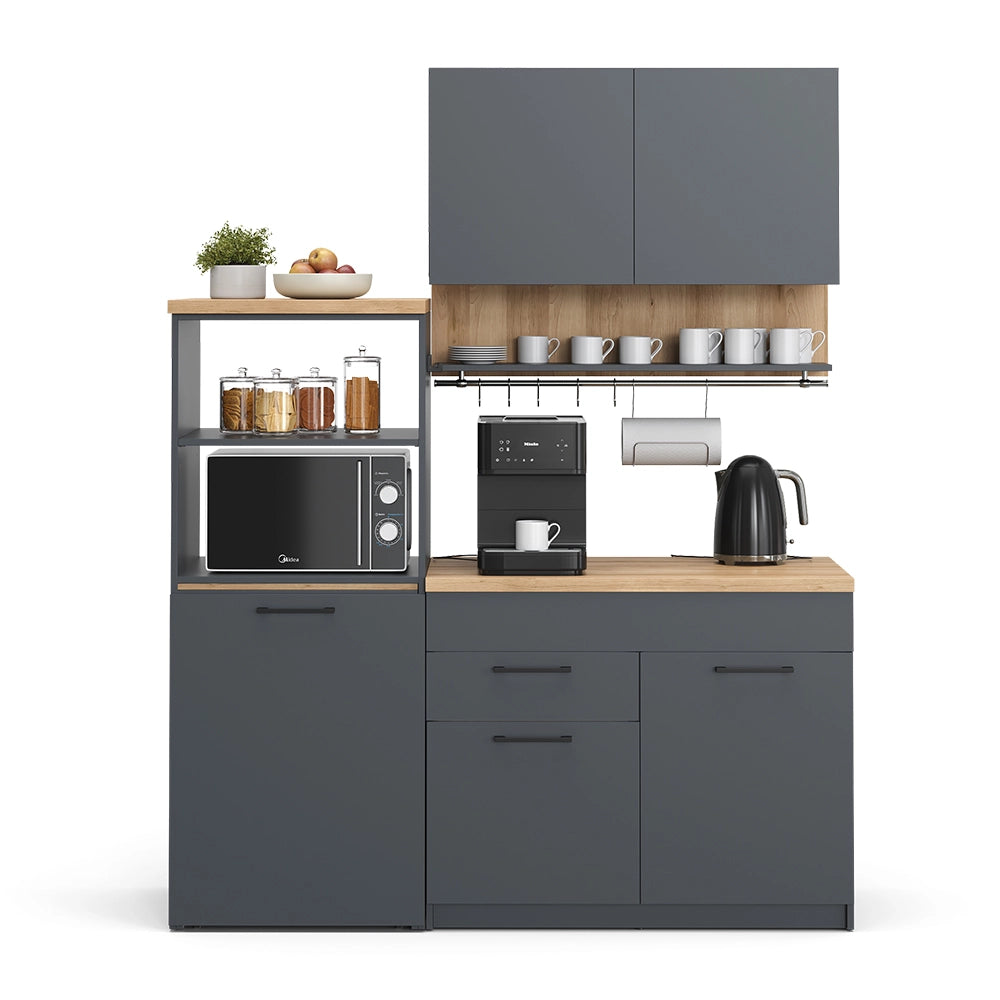Vicco Cucina singola Antracite 160 cm con tavolo allungabile con striscia LED