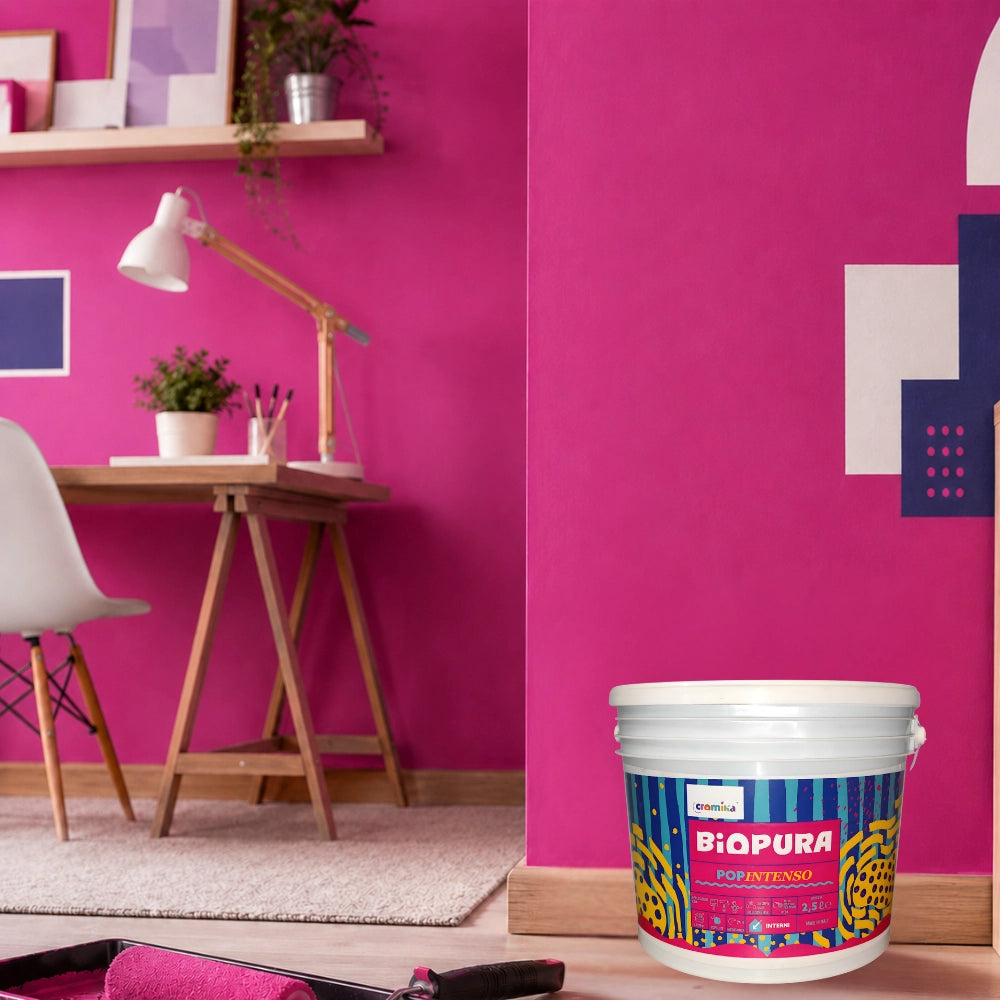 Popintenso palestra e decori interni pittura murale lavabile e coprente cromika *** formato 2.5 lt, colore- fucsia fo...