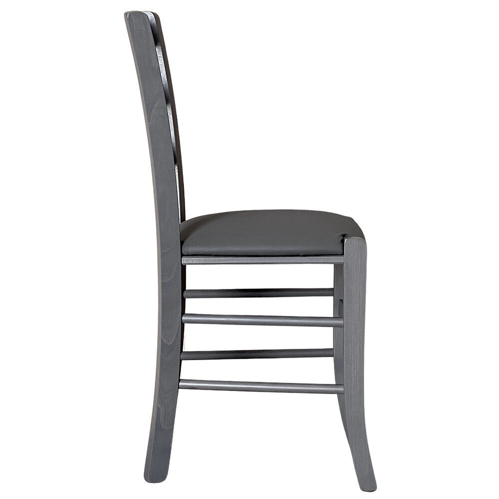 Sedie sala da pranzo Venezia in legno grigio con seduta similpelle antracite