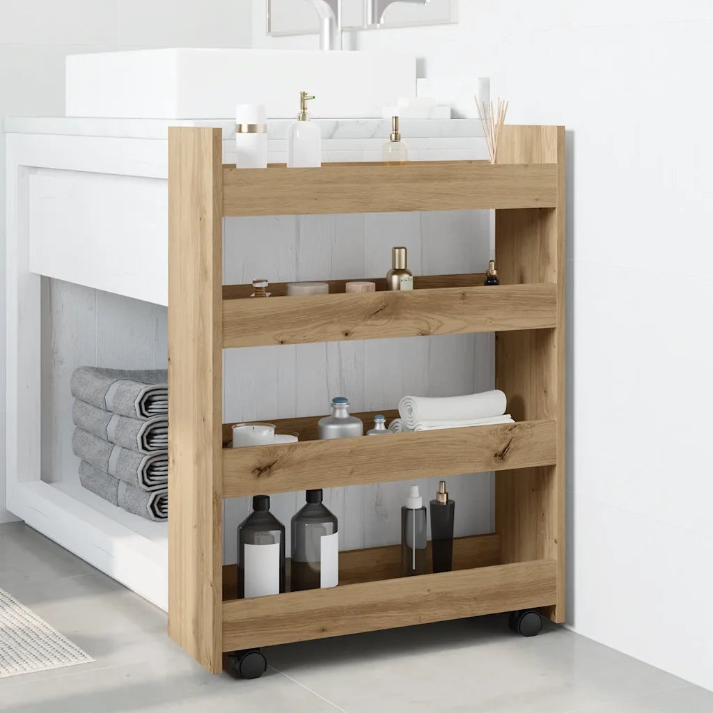 Carrello Stretto a 4 Livelli Rovere Artigianale in Truciolato CFW2303107