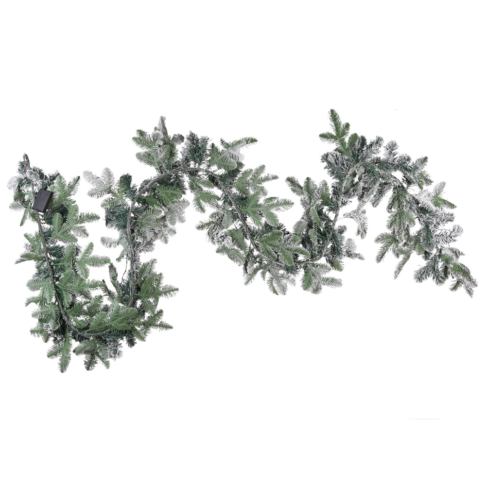 Festone Natalizio Artificiale con Luci LED 180 cm Innevata Decorazione da Parete Bianco