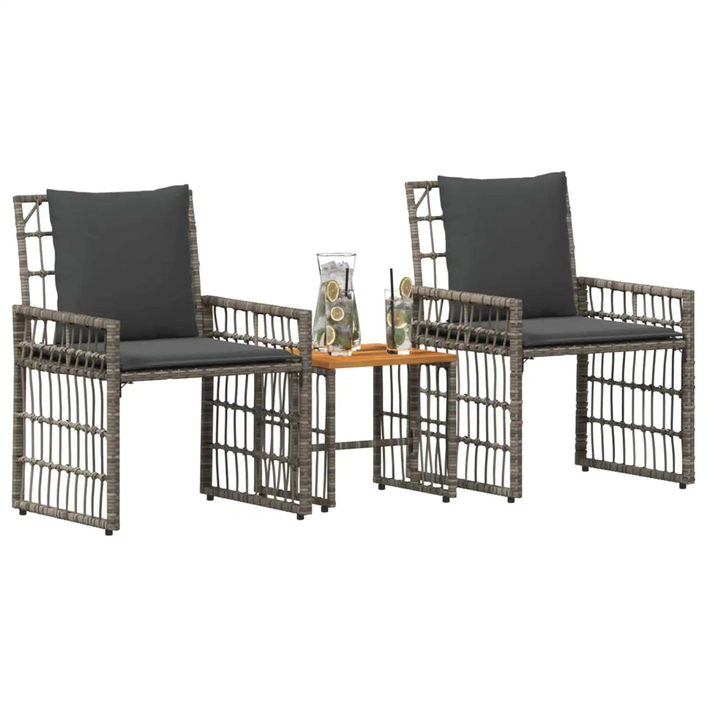 Set di Mobili da Esterno 3 pcs Nero e Grigio scuro