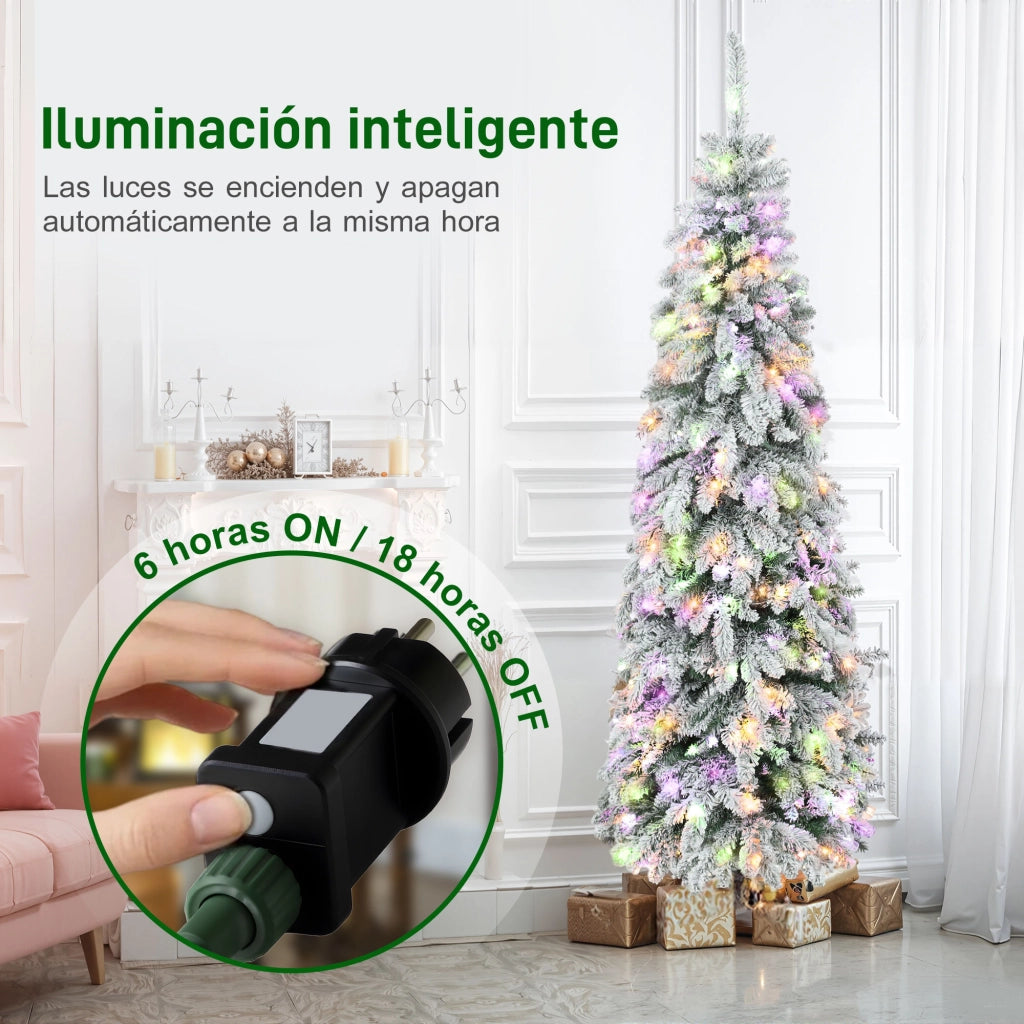 Albero di Natale Stretto con Luci LED ¨C zephmum ¨C Verde 180 cm 540 Rami
