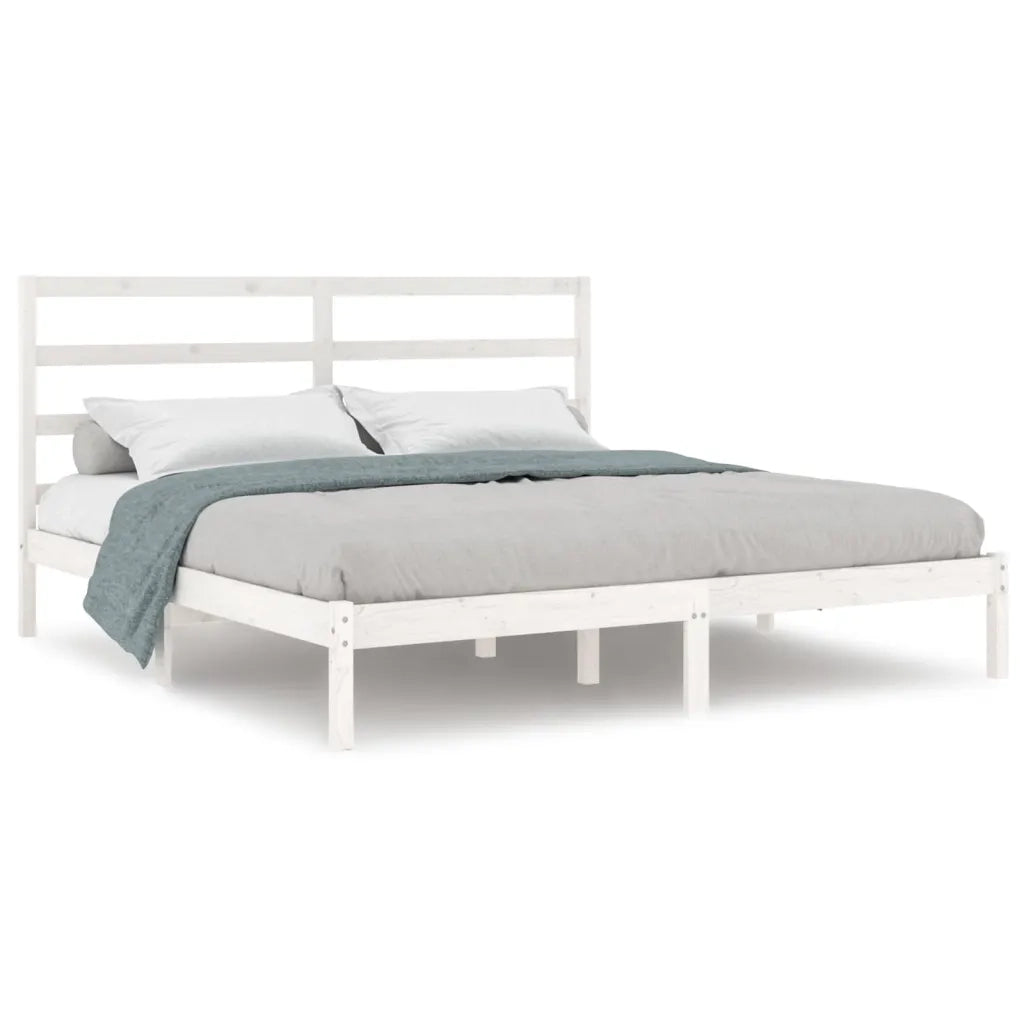 Giroletto senza Materasso-Struttura Letto Bianco 200x200 cm Legno Massello Pino 418824