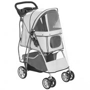 Passeggino per Cani Pieghevole 77x44x102 cm con Copertura Antipioggia Ruote Girevoli e Cuscino Lavabile in Poliestere